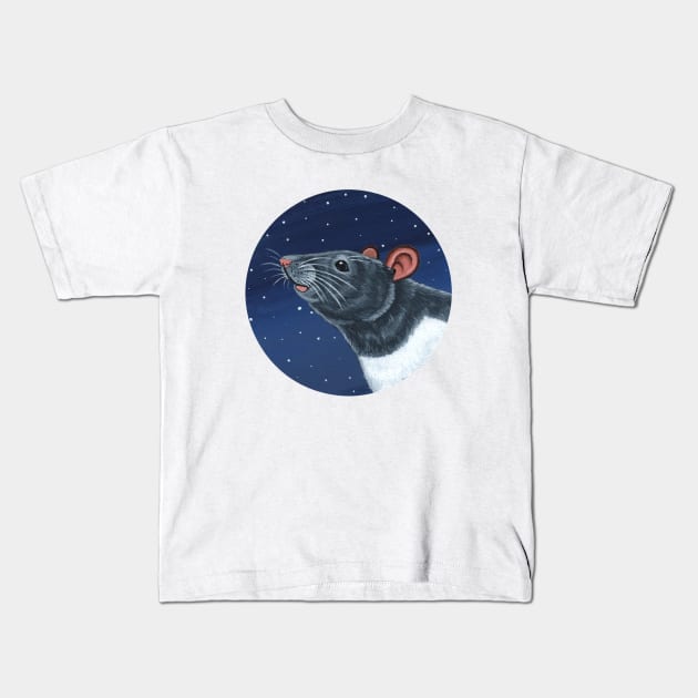 Grey Hooded Rat Kids T-Shirt by WolfySilver